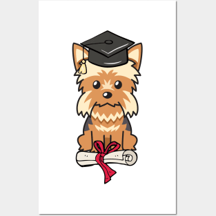 Funny yorkshire terrier is graduating Posters and Art